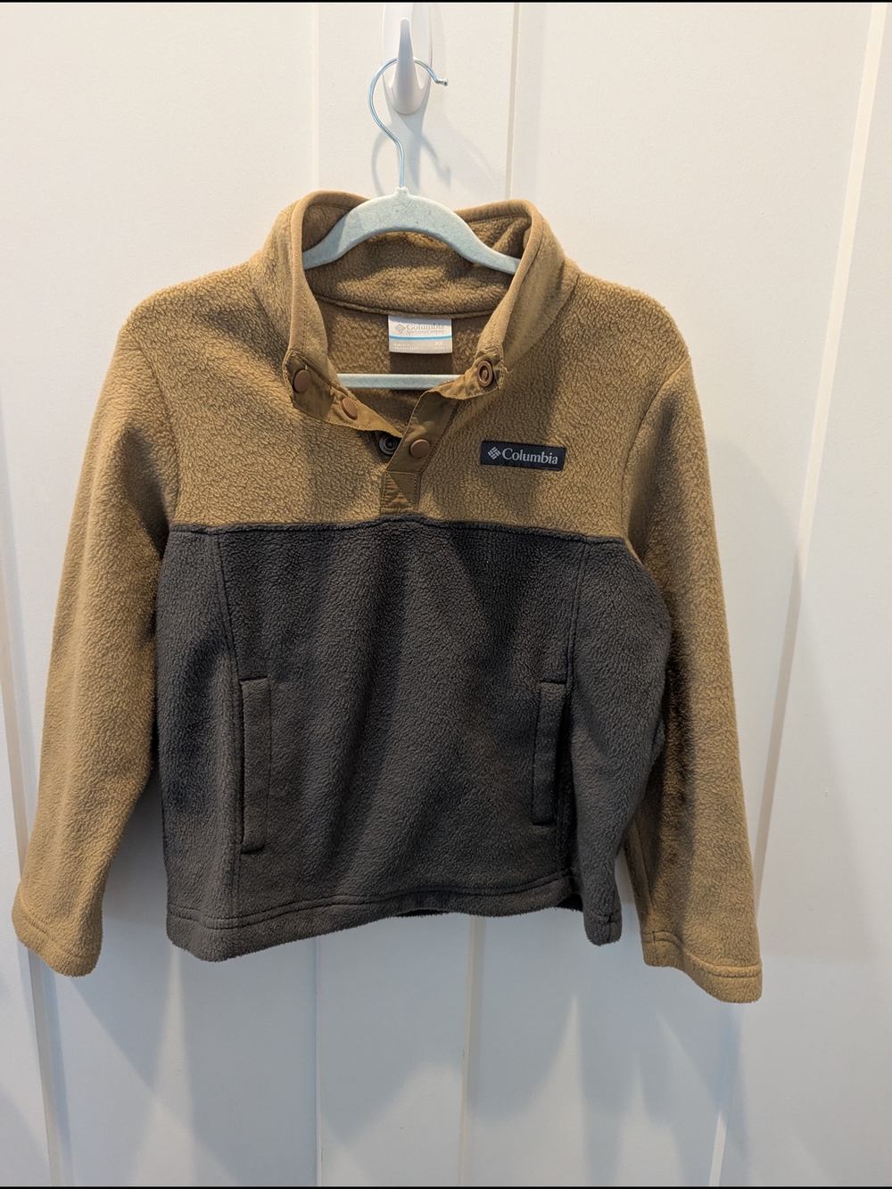 Columbia Kids Two-Tone Snap Fleece Pullover - Brown & Gray